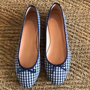 Jcrew blue & white gingham flats